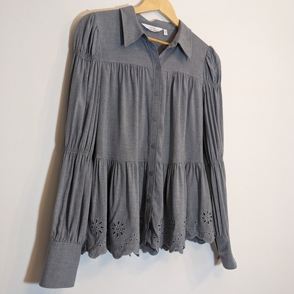 & Other Stories Tiered Broderie Blouse Shirt, Size 10 (EUR 40), Like New - Picture 4 of 9